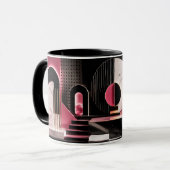 Mug Conception géométrique de marbre noir et rose luxu (Devant gauche)