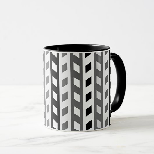 Mug Conception géométrique, gris, noir, blanc, (Devant droit)
