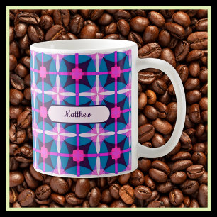 Mug Conception géométrique rétro en rose, violet et bl