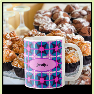 Mug Conception géométrique rétro en rose, violet et bl