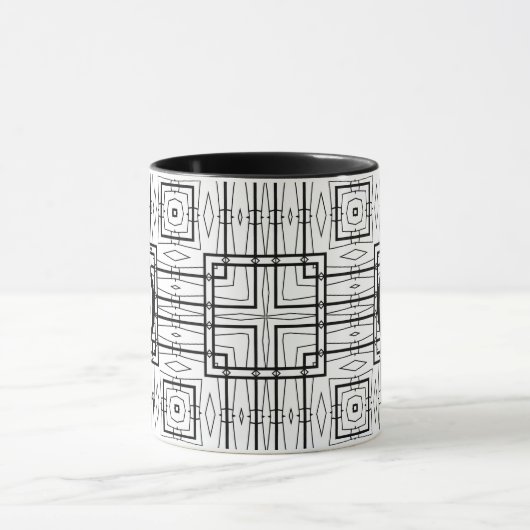 Mug Conception géométrique rustique en noir et blanc (Centre)