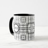 Mug Conception géométrique rustique en noir et blanc (Devant gauche)