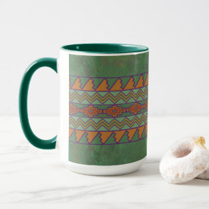 Mug Conception géométrique verte Sagebrush Sud-Ouest