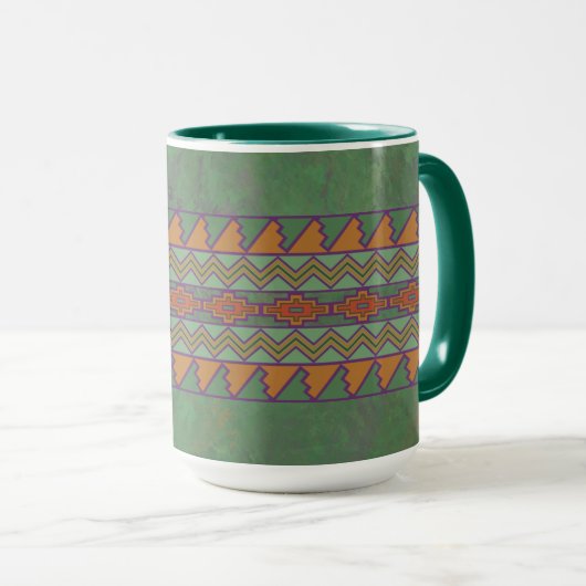 Mug Conception géométrique verte Sagebrush Sud-Ouest (Devant droit)