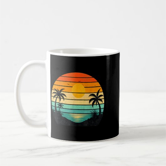 Mug Conception Graphique Palmiers Coucher de Soleil Ré (Gauche)