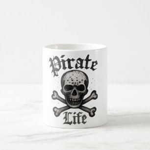 Mug Conception Grunge Crâne et Os Croisés Vie de Pirat