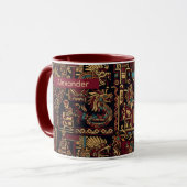 Mug Conception inspirée d'Aztec rouge, noir et or (Devant gauche)