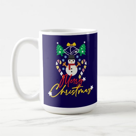 Mug Conception joyeuse de Noël avec cloche, arbres (Gauche)