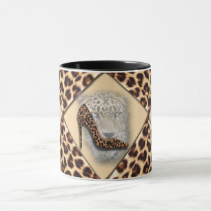 Mug conception léopard à talon et visage