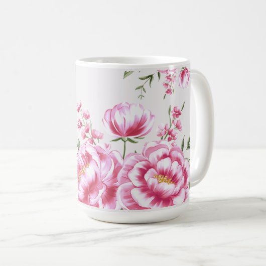 Mug Conception Moderne de Fleurs de Rose (Devant droit)
