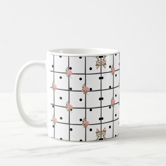Mug Conception moderne de Rose de grille florale (Gauche)
