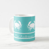 Mug Conception nautique avec Crabe Blanc sur Bleu Sarc (Devant gauche)