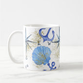 Mug Conception nautique d'aquarelle avec la poussière (Gauche)