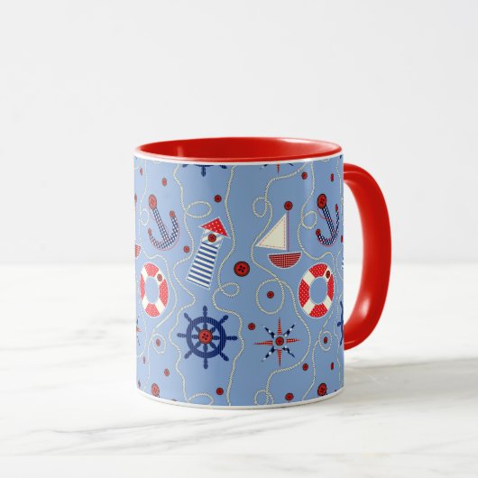 Mug Conception nautique de patchwork (Devant droit)