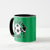 Mug Conception noire et blanche de fille du football (Devant gauche)
