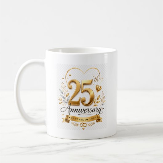 Mug Conception or en 25e anniversaire de mariage (Gauche)