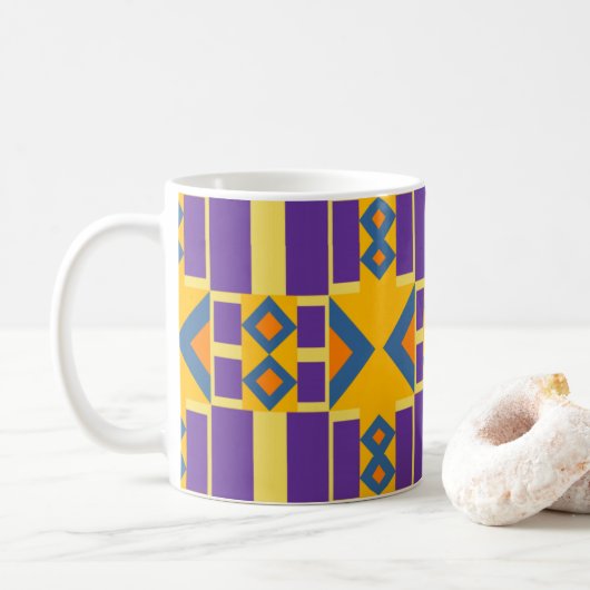 Mug Conception Orange et Violet Abstraite avec Diamant (Avec donut)