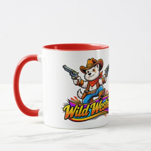 Mug Conception Originale Chien Cow-Boy Westie Mignon (Gauche)