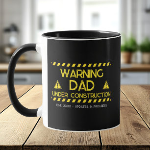 Mug Conception Papa en Construction Avertissement