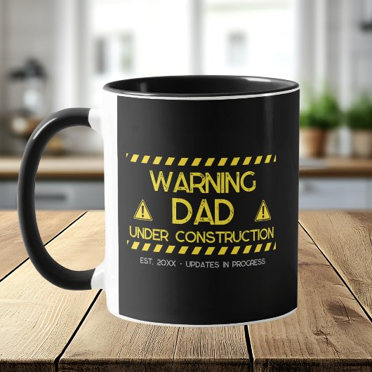 Mug Conception Papa en Construction Avertissement