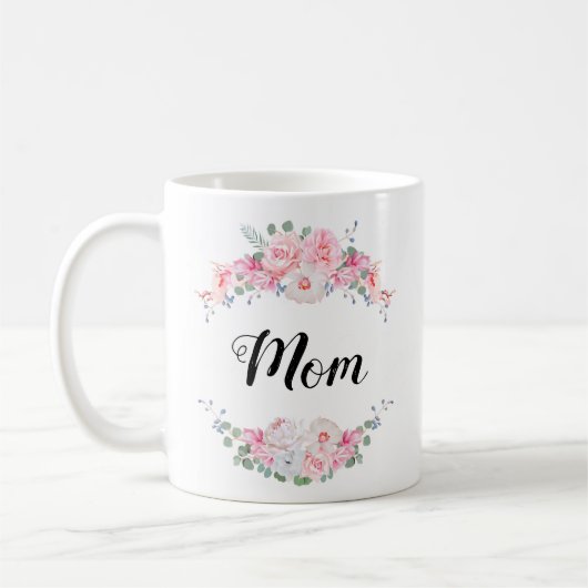 Mug Conception personnalisée avec la frontière florale (Gauche)