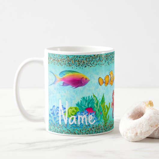 Mug Conception personnalisée de la scène sous-marine (Avec donut)