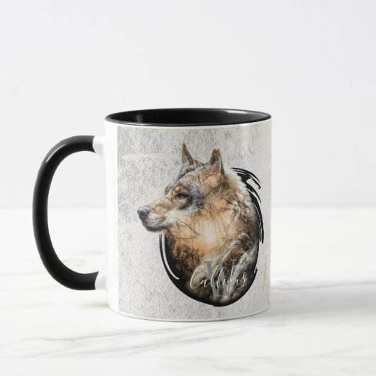 Mug Conception personnalisée de loup de forêt (Gauche)