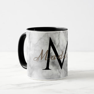 Mug Conception réaliste en marbre blanc avec monogramm