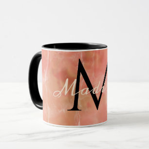 Mug Conception réaliste en marbre blanc avec monogramm