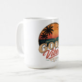 Mug Conception Rétro de Coucher de Soleil Bonnes Vibra (Devant gauche)
