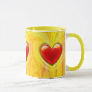 Mug Conception rouge de coeur de café de jaune en