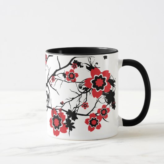 Mug Conception rouge de Sakura de fleurs de cerisier (Droite)