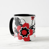 Mug Conception rouge de Sakura de fleurs de cerisier (Devant gauche)