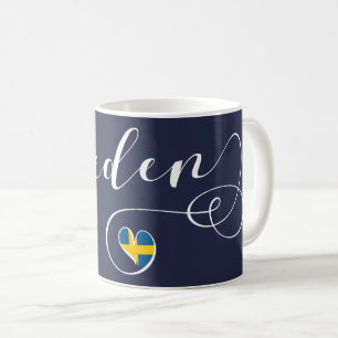 Mug Conception suédoise de coeur de drapeau, Suède