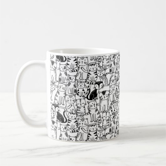 Mug Conception tirée par la main mignonne de chat en (Gauche)