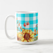 Mug Conception tournesol et Motif À damiers bleu (Gauche)