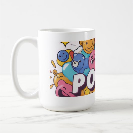 Mug Conception typographique vibrante Kawaii Doodle po (Gauche)