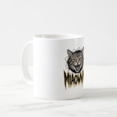 Mug Conception vectorielle de chat en colère gravée vi (Devant gauche)