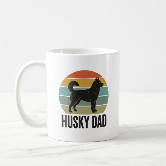 Mug Conception vectorielle de chien rétro Husky Papa V (Gauche)