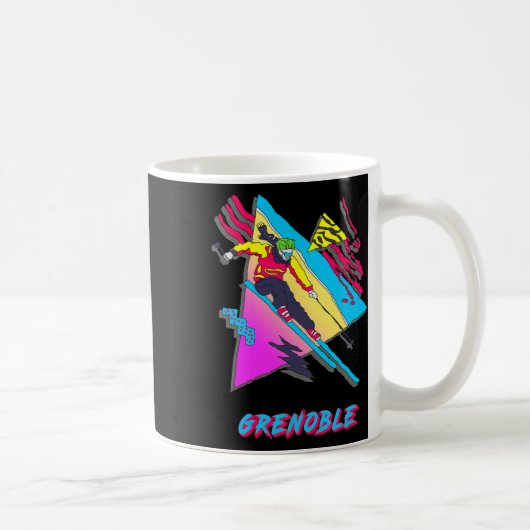 Mug Conception vibrante de ski avec texte Grenoble Ski (Droite)