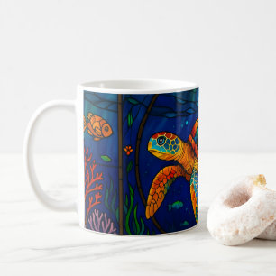Mug Conception vibrante de tortue marine en verre colo