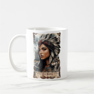 Mug Conception vintage de la femme et du loup amérindi