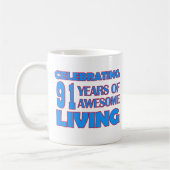 Mug conceptions d'anniversaire de 91 années (Gauche)