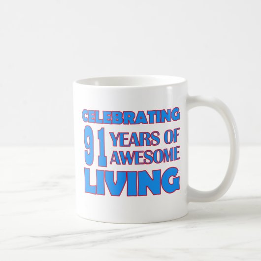 Mug conceptions d'anniversaire de 91 années (Droite)