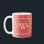 Mug Concevez votre propre monogramme teinte de couleur<br><div class="desc">Créez votre propre cadeau customisé avec ce cadre élégant et modèle monogramme à trois lettres. Il suffit de remplacer les initiales de l'échantillon par les vôtres, puis de cliquer sur le bouton bleu "Personnaliser" pour choisir une couleur dans la section "Sélectionner une couleur arrière - plan". Associez ce produit à...</div>