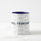 Mug concevoir un monogrammed, nom + initiales, bleu (Centre)
