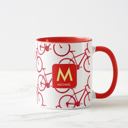 Mug concevoir votre propre initiale avec des vélos rou (Droite)