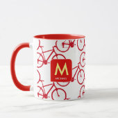 Mug concevoir votre propre initiale avec des vélos rou (Gauche)