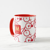 Mug concevoir votre propre initiale avec des vélos rou (Devant gauche)