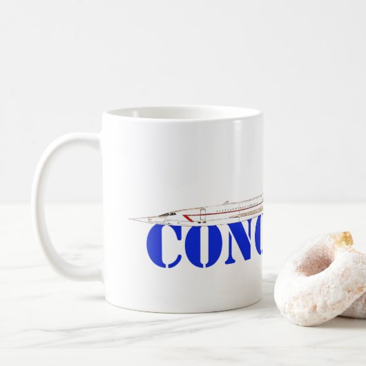 Mug Concorde Jet with Bold Blue Text (Avec donut)